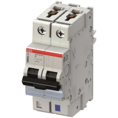ABB Leitungsschutzschalter S401M-K2NP | 2A K-Charakteristik | 1+N Pol | 230V AC | 10kA | Smissline | Weiß