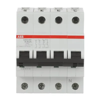 ABB Leitungsschutzschalter S203-K40NA | 40A 3-polig+N | 400V AC | 6kA | Auslösecharakteristik K | 4TE | IP20