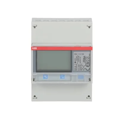 ABB Messwandlerzähler B24 113-100 2CMA100179R1000 | 3-Phasen Stromzähler | geeicht MID | M-Bus | 1(6)A | 4TE | Weiß-Rot
