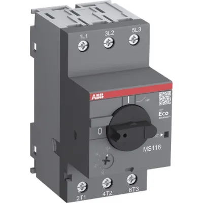 ABB Motorschutzschalter MS116-6,3 | 3-polig | 4–6,3A | thermomagnetisch | 400V | IP20 | Schraubanschluss