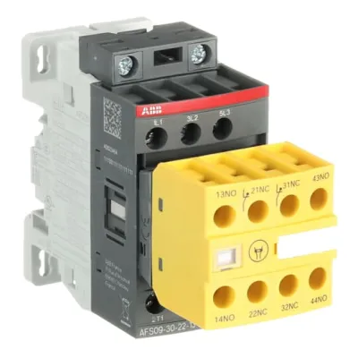ABB Safetyschütz AFS09-30-22-13 | Leistungsschütz 4kW 3-polig | 100-250V AC/DC | 3S+2S+2Ö | 9A | Schraubanschluss