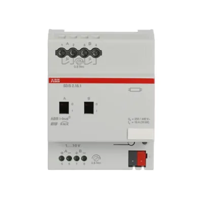 ABB Schalt-/Dimmaktor SD/S2.16.1 KNX REG 2-fach 16A | 1-10V Schnittstelle | Handbedienung | 4TE | IP20 | universell