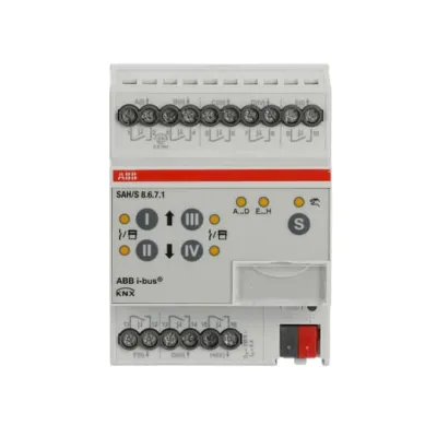 ABB Schalt-/Jalousieaktor SAH/S8.6.7.1 | 8-fach 6A REG | KNX Bus System | 230V AC | manuelle Bedienung
