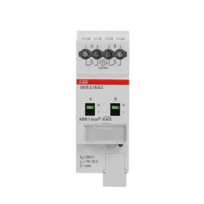 ABB Schaltaktor SA/S2.16.6.2 KNX 2-fach 16A C-Last REG | 2 Ausgänge | 3680W | 230V | Strommessung | grau