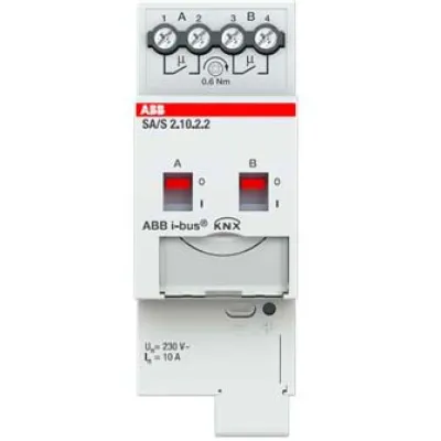 ABB Schaltaktor SA/S2.10.2.2 | KNX REG | 2-fach | 10A | 2500W | potenzialfrei | Handbedienung | LED-Anzeige | 2TE | IP20