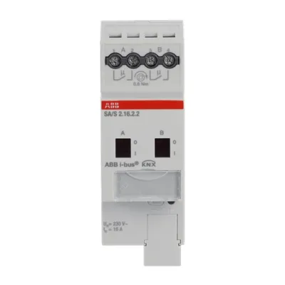 ABB Schaltaktor SA/S2.16.2.2 | 2-fach 16A REG | KNX | 2x potentialfrei | 230V | 2500W | IP20 | Handbedienung