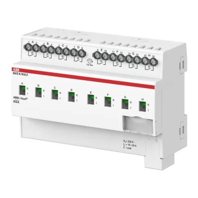 ABB Schaltaktor SA/S8.16.6.2 | KNX 8-fach 16A C-Last REG | 3680W 230V | Strommessung | Energiefunktion | IP20 | grau