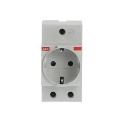 ABB Schuko-Steckdose M1175 | REG Einbau 2,5 TE | 250V AC 16A | erhöht. Berührungsschutz | IP20 | Tragschiene 35mm | weiß
