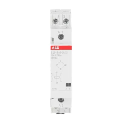ABB Serien-Stromstoßschalter E291S-16-20/12 | 2 Schließer | 16A | 250V | 12VAC | DIN-Schiene | LED-Anzeige | 1TE | 68mm