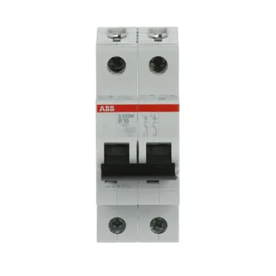 ABB Leitungsschutzschalter S202M-B16 | Sicherungsautomat B-Charakteristik 2-polig 16A 400V 10kA | AC/DC | 2TE | IP20