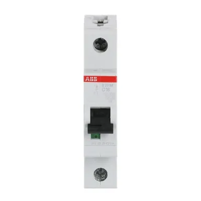 ABB Leitungsschutzschalter S201M-C16 | 1-polig | 16A | C-Charakteristik | 230V AC | 10kA | Hutschiene | IP20 | weiß