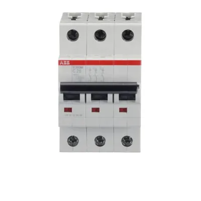 ABB Leitungsschutzschalter S203M-C25 | 2CDS273001R0254 | 3-polig 25A Typ C | 10kA | 440V AC | Hutschiene | weiß
