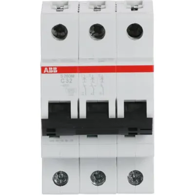ABB Leitungsschutzschalter S203M-C32 / 2CDS273001R0324 | 3-polig | Typ C | 32A | 10kA | 400V AC | weiß
