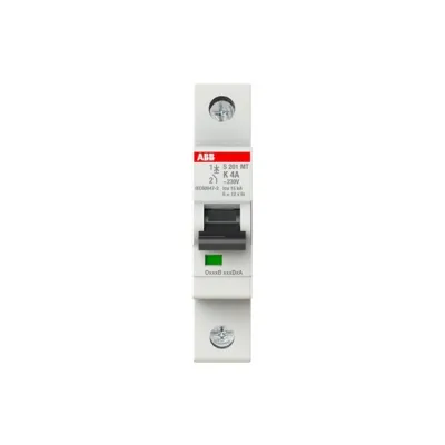 ABB Leitungsschutzschalter S201MT-K4 | Sicherungsautomat 1-polig | K-Charakteristik | 4A | 400V AC | 10kA | IP20