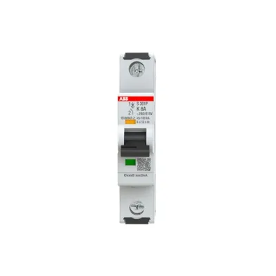 ABB Sicherungsautomat S301P-K6 | Leitungsschutzschalter 6A 1-polig | K-Charakteristik | 240V AC/DC | 25kA | IP20 | 1TE