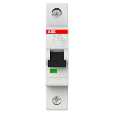 ABB S201-C10 Leitungsschutzschalter | 1-polig | 10A Typ C | 230V | 6kA | DIN-Schiene | IP20 | 2CDS251001R0104