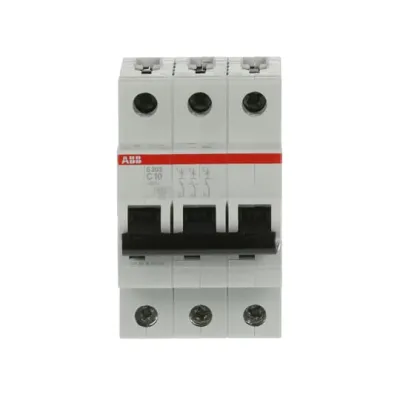 ABB Leitungsschutzschalter S203-C10 | 3-polig | C-Charakteristik | 10A | 400V AC | 6kA | 3TE | Compact | für DIN-Schiene