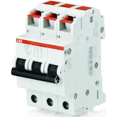 ABB S203S-C16 Leitungsschutzschalter | 3-polig | 16A | C-Charakteristik | 6kA | 400V | Hutschiene | IP20 | grau