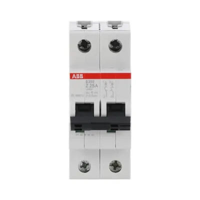 ABB Sicherungsautomat S202-Z25 | Leitungsschutzschalter 2-polig | 25A | Z-Charakteristik | 400V | 6kA | IP20 | 2TE
