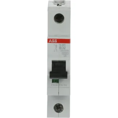 ABB Leitungsschutzschalter S201-B32 | 1-polig | 32A | B-Charakteristik | 6kA | 230V | DIN-Schiene | IP20 | grau