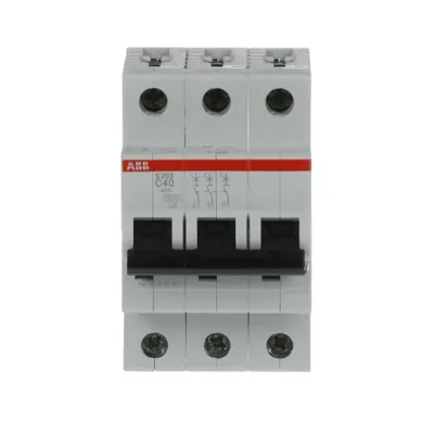 ABB Leitungsschutzschalter S203-C40 | 3-polig | 40A | Typ C | 6kA | 400V AC | Hutschiene | IP20 | System Pro M Compact