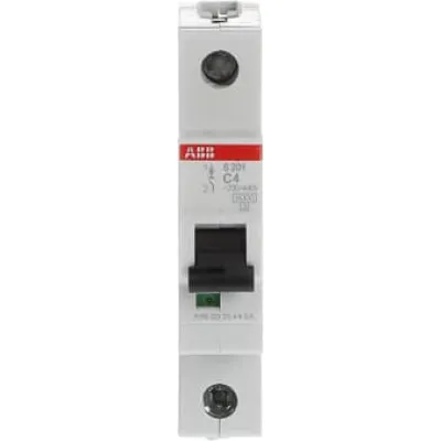ABB Leitungsschutzschalter S201-C4 | 4A | 1-polig | C-Charakteristik | 230V | 6kA | AC | IP20 | 1TE | weiß