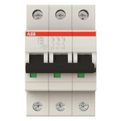 ABB Leitungsschutzschalter S203-C63 | Sicherungsautomat 3-polig | 63A | C-Charakteristik | 6kA | 400V AC | 3TE | IP20