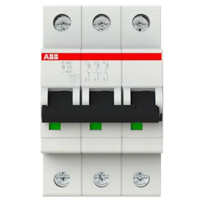 ABB S203-B10 Leitungsschutzschalter | 3-polig | B-Charakteristik | 10A | 400V | 6kA | Hutschiene