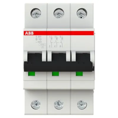 ABB S203-B10 Leitungsschutzschalter | 3-polig | B-Charakteristik | 10A | 400V | 6kA | Hutschiene