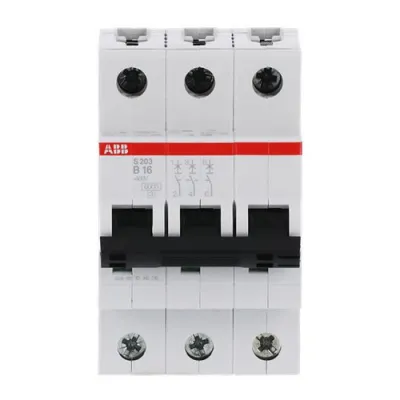 ABB Leitungsschutzschalter S203-B16 | 3-polig | B-Charakteristik | 16A | 400V AC | 6kA | Sicherungsautomat