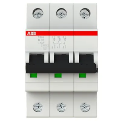ABB S203-B32 | Leitungsschutzschalter 3-polig | B-Charakteristik | 32A | 400V | 6kA | Hutschiene | System pro M compact