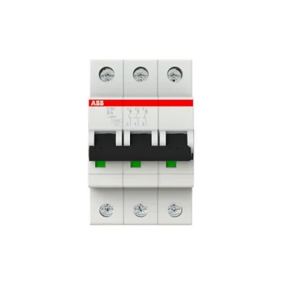 ABB Leitungsschutzschalter S203-B6 | Sicherungsautomat 3-polig | B-Charakteristik | 6A | 400V | 6kA | IP20 | AC | 3 TE