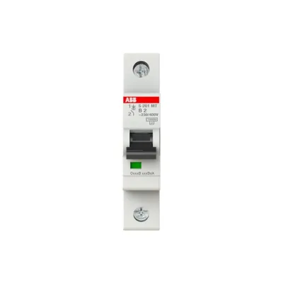 ABB Leitungsschutzschalter S201MT-B2 | Sicherungsautomat 1-polig | B-Charakteristik | 2A | 400V AC | 10kA | IP20