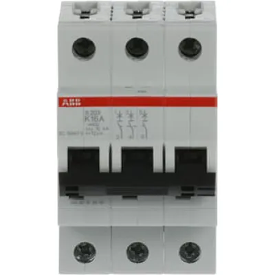 ABB Leitungsschutzschalter S203-K16 | 3-polig | K-Charakteristik | 16A | 400V AC | 6kA | IP20 | Pro M Compact