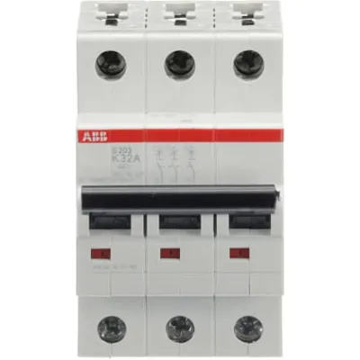 ABB Leitungsschutzschalter S203-K32 | 3-polig | 32A | Typ K | 6kA | 400V AC | System pro M compact | IP20 | Hutschiene