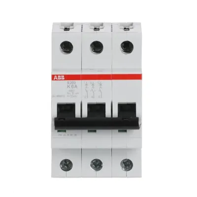ABB Leitungsschutzschalter S203-K6 | 2CDS253001R0377 | 3-polig | K-Charakteristik | 6A | 6kA | 440V AC | 3 TE