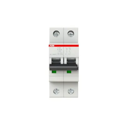 ABB Leitungsschutzschalter S202-K25 | 25A | 2-polig | Auslösecharakteristik K | 400V | 10kA | IP20 | Serie S200