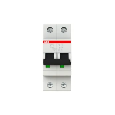 ABB Leitungsschutzschalter S202-B10 | 2-polig | B-Charakteristik | 10A | 400V AC | 6kA | Compact | IP20