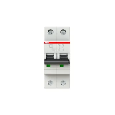 ABB Leitungsschutzschalter S202-B16 | 2-polig | B-Charakteristik | 16A | 400V AC | 6kA | Pro M Compact | IP20 | 2TE