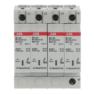 ABB Überspannungsableiter Typ 2 OVRT24L40-275PQ | 4-polig | TN-S | 230/400V | 20kA | 1,25kV | 4TE | Schwarz