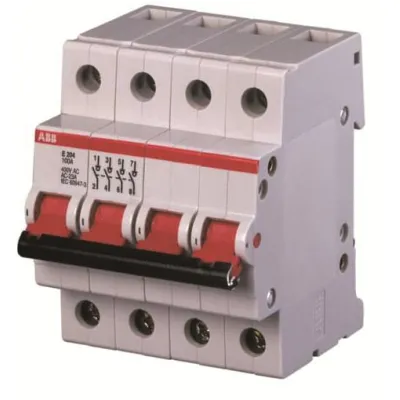 ABB Trennschalter E204/100G | 4-polig | 100A | 400V | DIN-Schiene | 4TE | grau | IP10 | Ausschalter