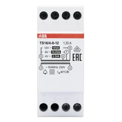 ABB Klingeltransformator TS16/4-8-12 2CSM228625R0812 | 230V | 4/8/12V AC | 16VA | REG | kurzschlusssicher