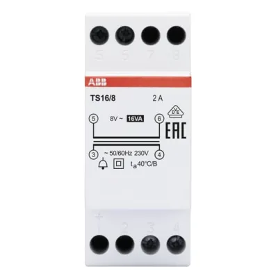 ABB Klingeltransformator TS16/8 2CSM228645R0812 | 230V auf 8V | 16VA | REG | Reiheneinbau | kurzschlusssicher