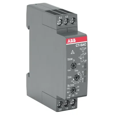 ABB Zeitrelais CT-SAC.22 | Stern-Dreieck | 24-240V AC/DC | 0,05–600s | 2 Wechsler | Hutschiene | IP20 | 1SVR508210R0100