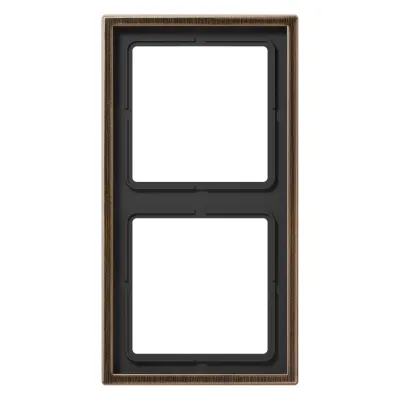 JUNG Abdeckrahmen 2-fach ME 2982 AT | Metall | waagerecht & senkrecht montierbar | matt | Messing antik | 81x152 mm