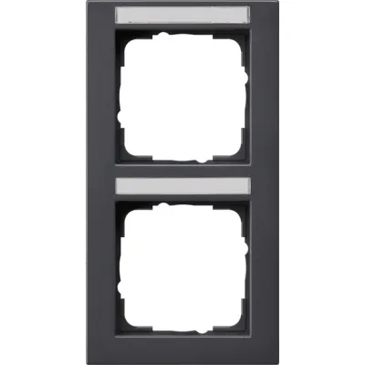 GIRA Abdeckrahmen 110223 | 2-fach senkrecht | E2 Serie | Beschriftungsfeld | bruchsicher | Kunststoff | anthrazit