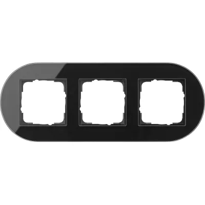 GIRA Abdeckrahmen 3-fach Studio Glas Schwarz 0213135 | Unterputz | Klemmbefestigung | glänzend | modern
