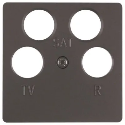 Berker Zentralplatte 14841606 | Antennensteckdose 4-Loch | SAT TV Radio | F-Buchsen | anthrazit matt