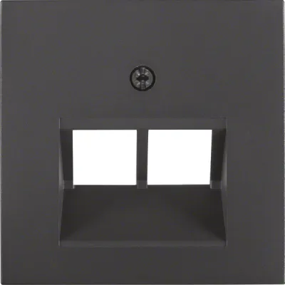 Berker Zentralplatte 14091606 | 2-fach Abdeckung für ISDN Netzwerkdose | schräger Auslass | anthrazit matt