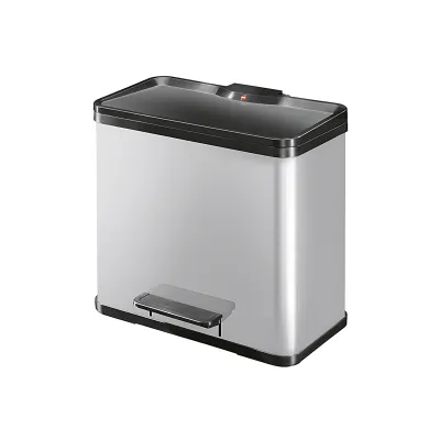 Hailo Tret-Abfalltrenner Öko Duo Plus L 0630-220 | 2-fach Mülleimer 17+9 Liter | Edelstahl | soft close | silber